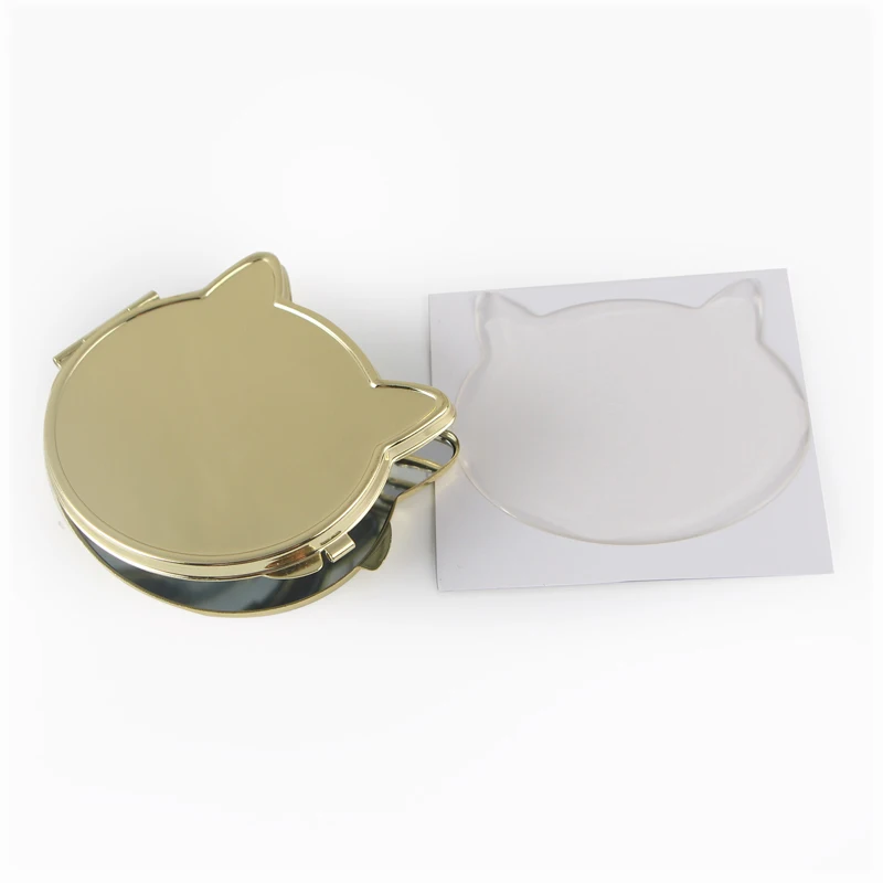 Золото Цвет кот лицо карман зеркало с матча эпоксидной смолы 5 шт./партия|Зеркала