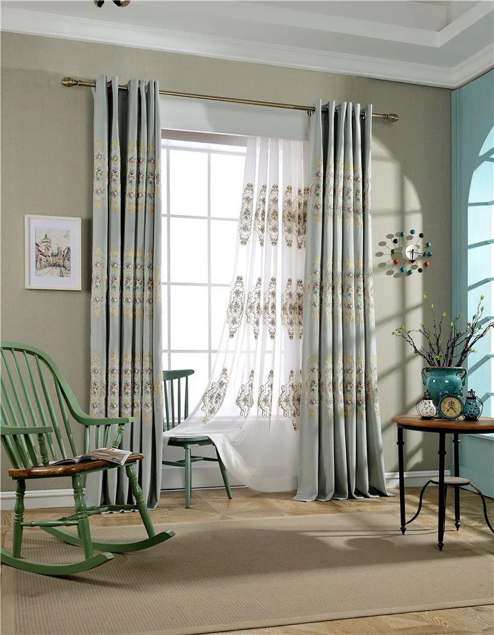 

Американский современный стиль, Высококачественная льняная ткань с вышивкой, вышитые занавески для спальни, гостиной, балкона