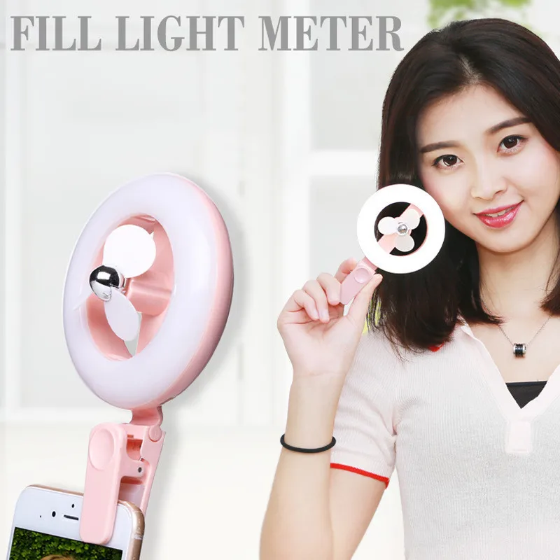 Тайципы Перезаряжаемая USB Маленький Ангел Вспышка для селфи на мобильный телефон Красота живого трансляции Зарядное Мини-электрический Вентилятор.