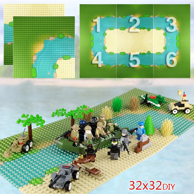 32*32 точки морской пляж Baseplate луга речная Базовая пластина строительные блоки