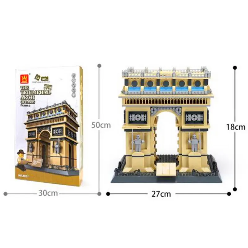 Архитектура Париж Франция Arc de Triomphe коллекция Строительные блоки Набор кирпичей