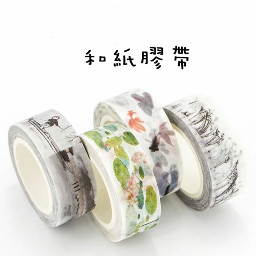 1 шт. китайский мыть Картина Пейзаж Стиль украсить Стикеры ленты школьные