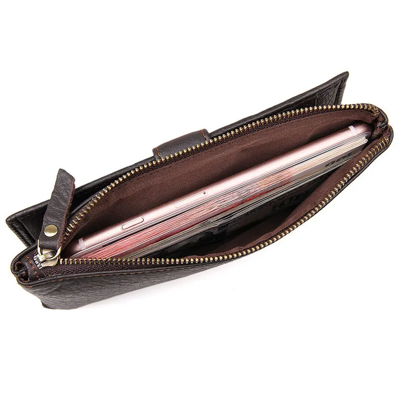 Мужской клатч из натуральной воловьей кожи с пряжкой держатель для карт модный