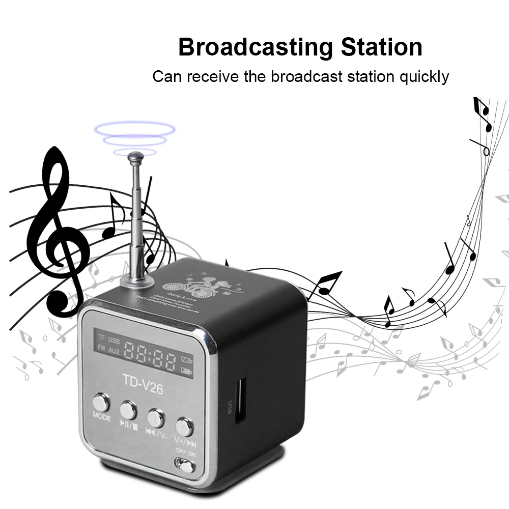TD-V26 Портативный Динамик s с FM радио цифровое радио мини Динамик Портативный радио FM приемник Перезаряжаемые Батарея Поддержка SD/TF