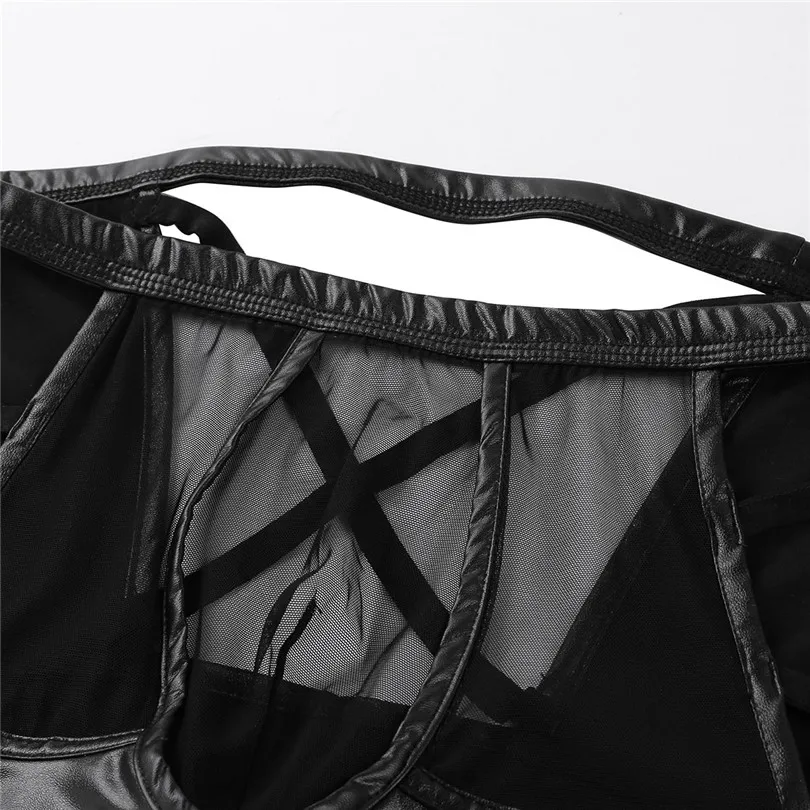 Мужское нижнее белье боксеры из прозрачной сетки и искусственной кожи в стиле