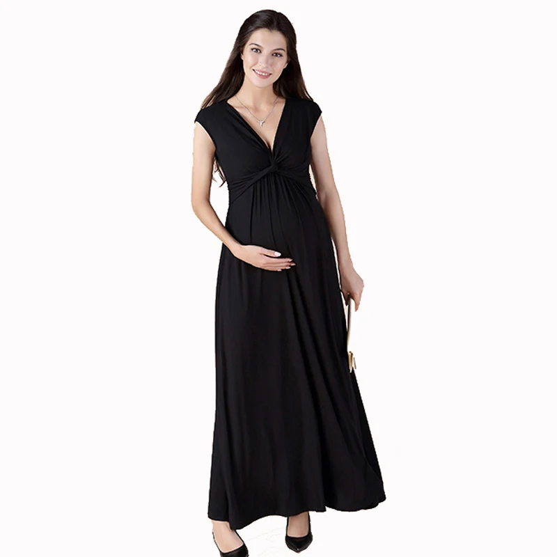 Высокое качество летнее S-3XL Tencel длиной до щиколотки платье для беременных