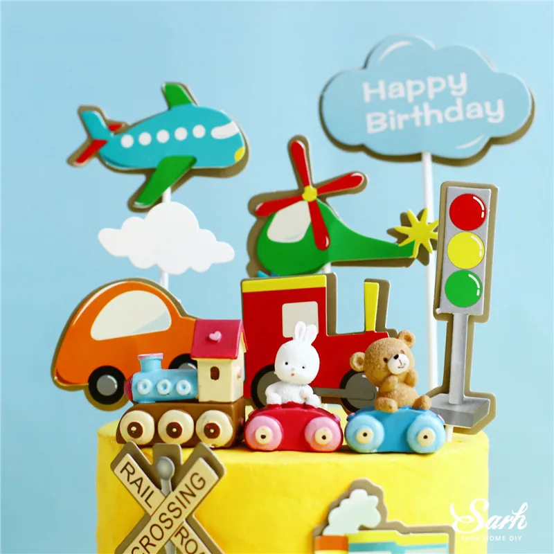 Дорожный знак поезда с медведем на день рождения украшение кроликом для детского