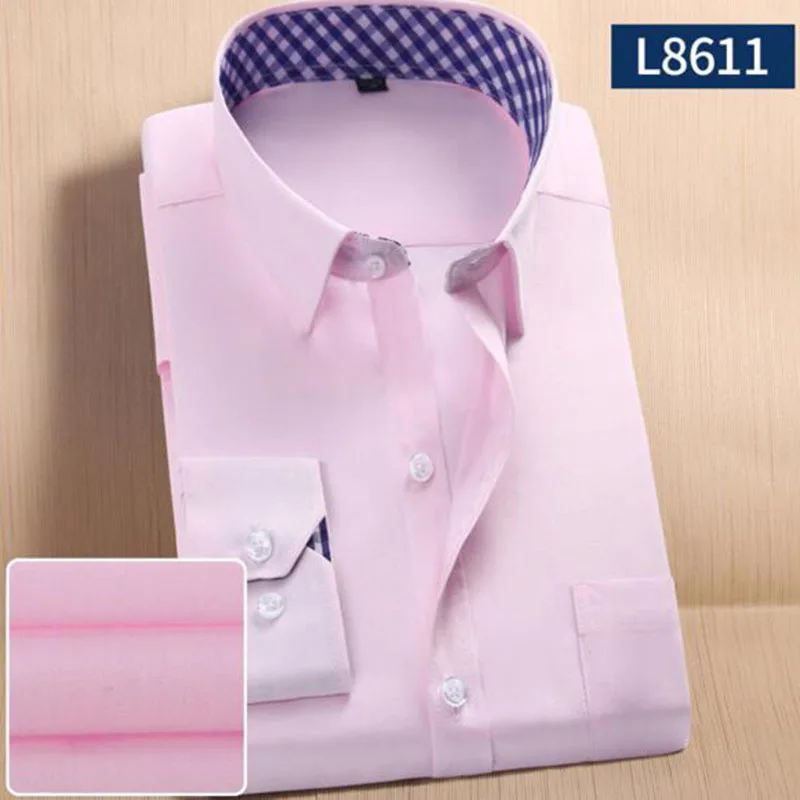Мужская деловая рабочая одежда однобортные рубашки Camisa однотонные яркие цвета