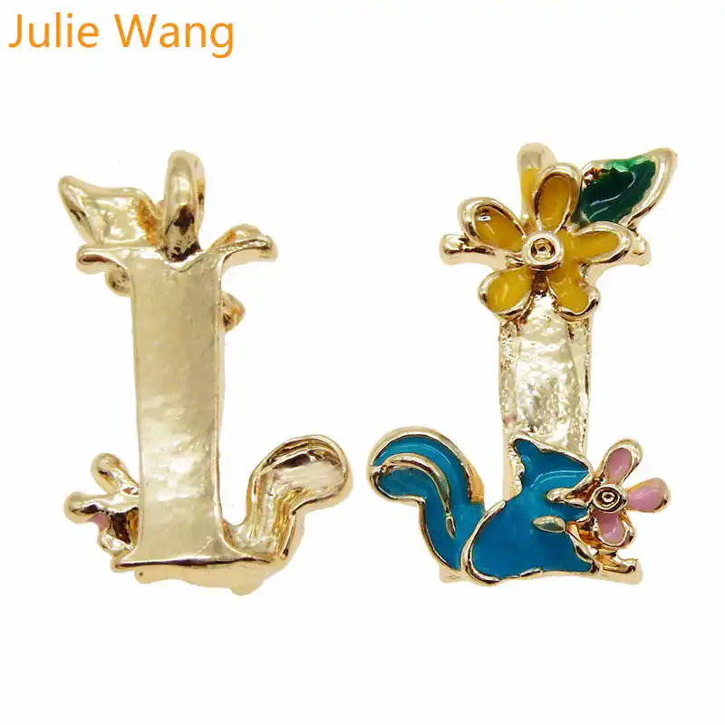 Julie Wang, 26 шт., золотой тон, смешанные A-Z, 26 букв, эмаль, афабец, подвески, ожерелье, подвеска, серьги, сделай сам, аксессуары для изготовления ювелирных изделий