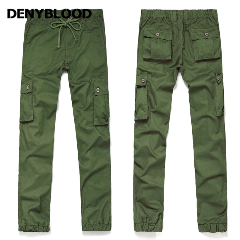 Джинсы-карго denyкрови мужские осень 2017 новые армейские зеленые повседневные