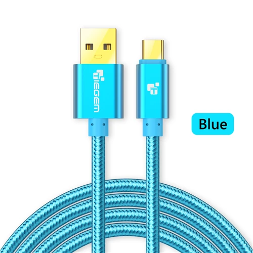 Tiegem Тип USB C кабель USB c 3.1 Тип-C быстрой синхронизации и зарядный кабель для Huawei P9 Коврики 9 HTC 10 LeEco 2 zuk z1 z2 Sony USB-C - Цвет: Синий