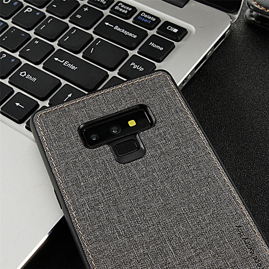 note 9 casing case cover for samsung galaxy 8 s8 s9 plus + luxury silicone edge bumper fabric shockproof hard back |