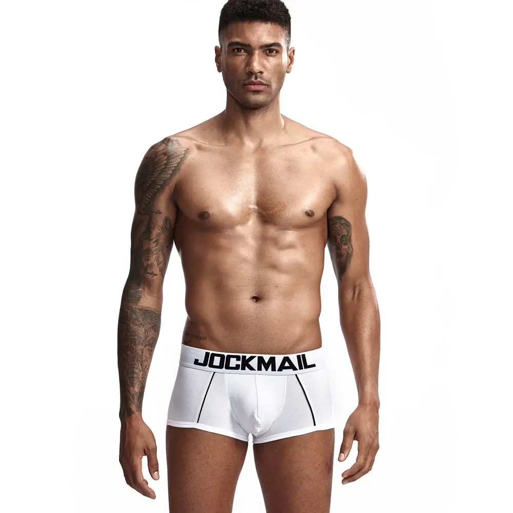 Бренд jockmail Горячая Мужское нижнее белье; трусы-боксеры; Соблазнительные однотонные хлопковые Для мужчин дышащие трусы-боксеры трусы