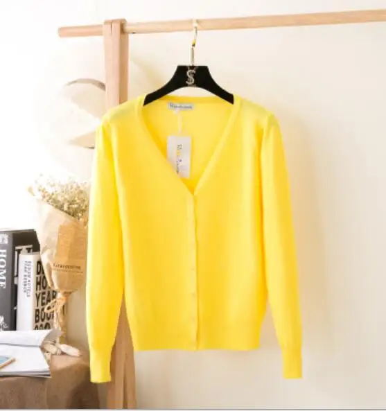 yellow 4XL 5XL, свитер ярких цветов, женский кардиган, вязаный свитер, пальто с длинным рукавом, вязаный крючком, Женский Повседневный Кардиган с v-образным вырезом, женские кардиганы, топы - Цвет: yellow