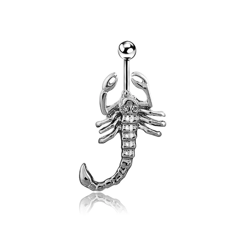 Панк нержавеющая сталь 14 Калибр Скорпион кнопка живота кольцо пупка пупочное