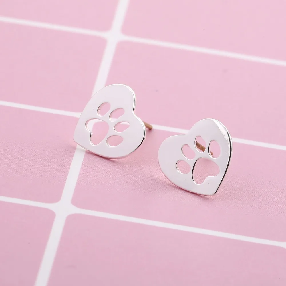 Ромашки 10 пар/лот в форме сердца собака Медвежья Лапа принт серьги Для женщин