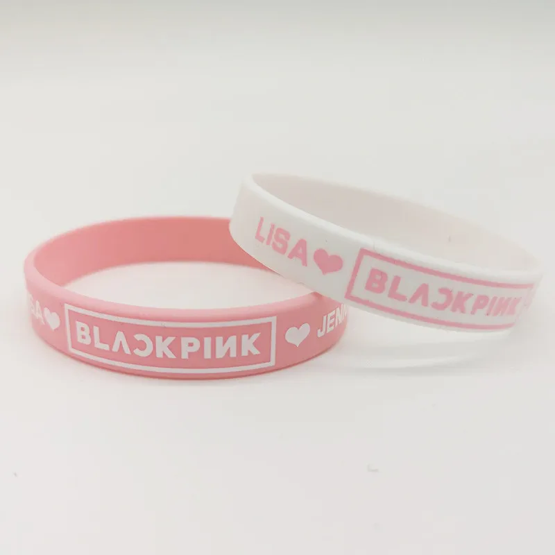 1 Pair Youpop KPOP Черный Розовый альбом Желейный браслет K-POP черный булавка Лиза роза браслеты аксессуары для мужчин, женщин, девочек и мальчиков LU6681 - Окраска металла: 1 Pair