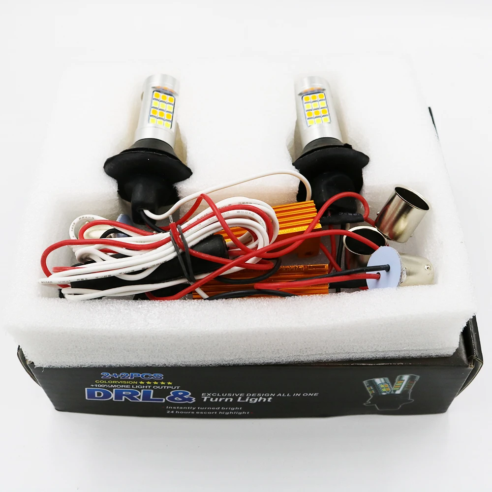 YSY 2шт Двойной Цветной Canbus светодиодный 1156 BA15S 2835 42SMD белый Янтарный с резисторами