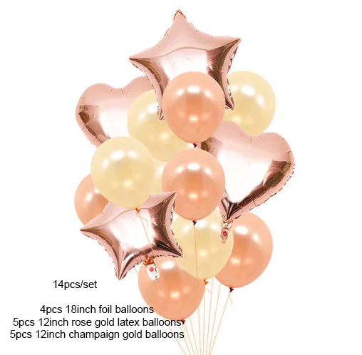 champaign rose gold 14 шт мульти воздушный шар "Конфетти" с днем рождения, розовое золото, Гелиевый шар, воздушные шары, украшения, свадебные праздничные вечерние принадлежности - Цвет: champaign rose gold