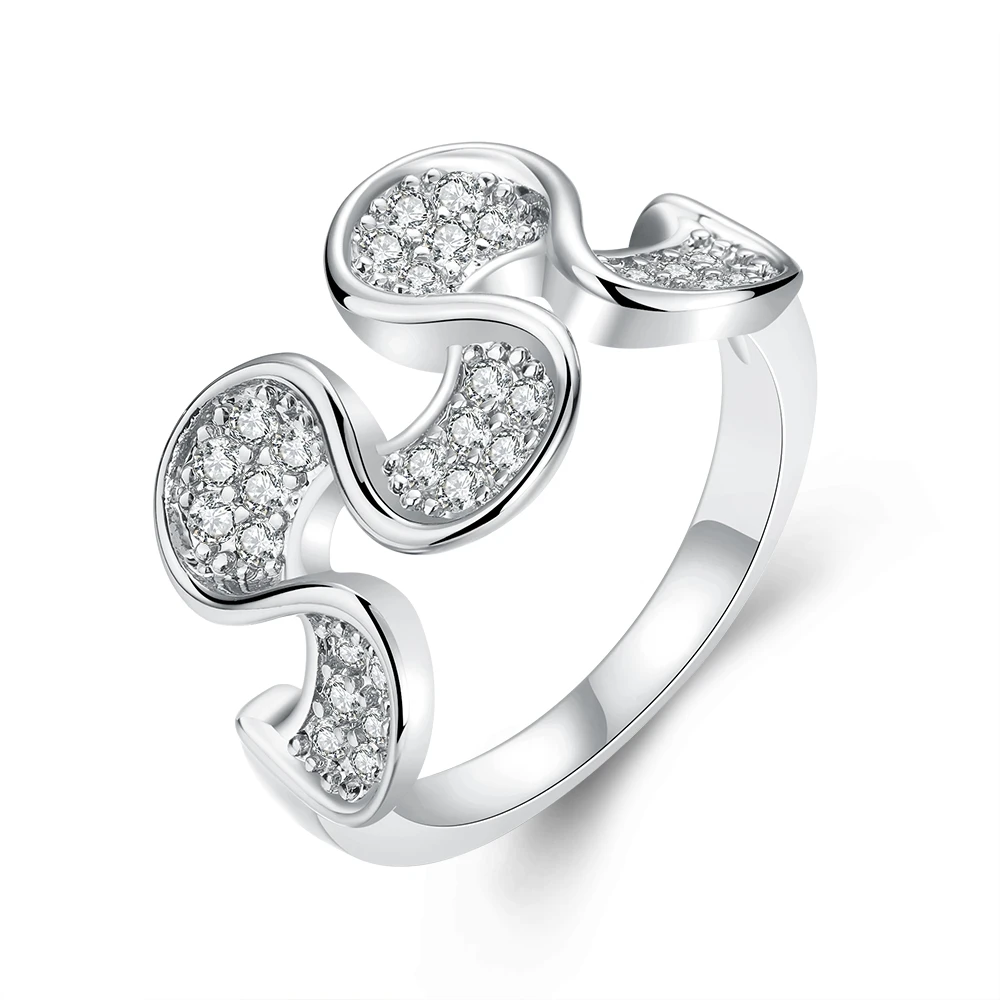 2017 Мода Женщина Кольцо Брелок Геометрические Лепесток Циркон Элегантный Дизайн