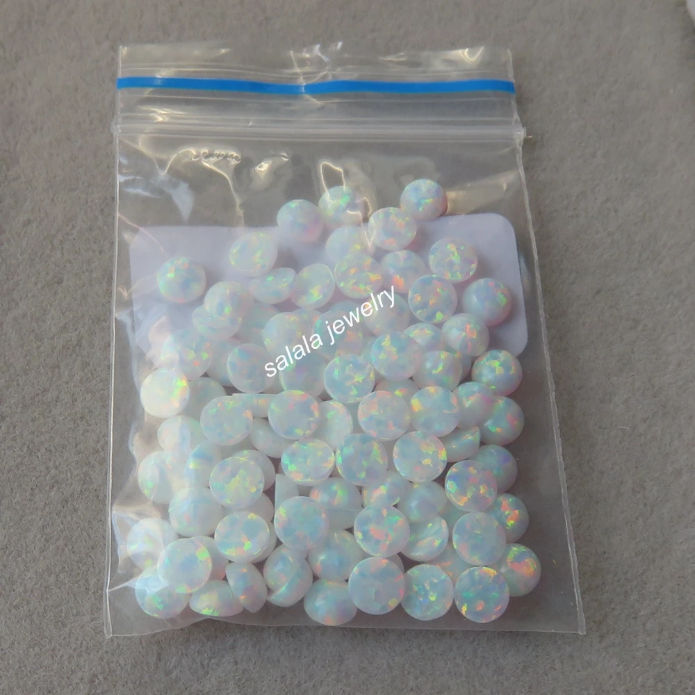 200pcs/lot 4MM Round Opal OP17 Snow White Stone Synthetic Cabochon Fire for Body Piercing Jewelry | Украшения и аксессуары