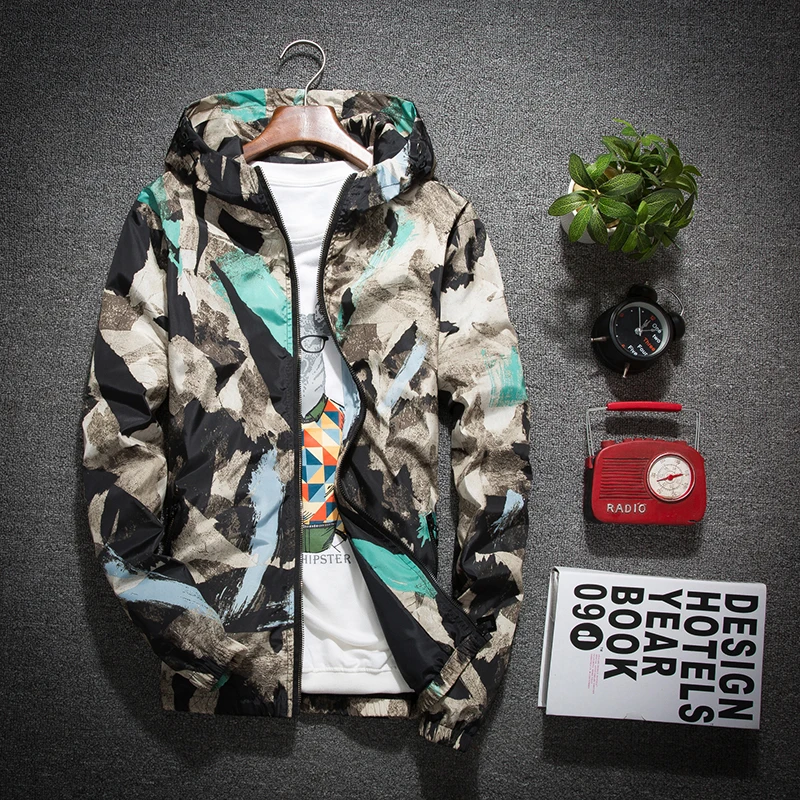 Мода 2017 Новый Для мужчин повседневные куртки камуфляж Толстовки куртка