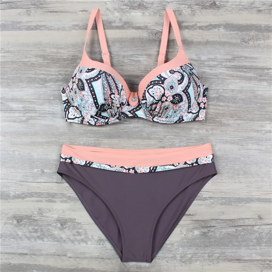 KINGTUT 2019 Push Up Strap Bikini Set Plus Size Swimwear Women Sexy Padded Summer Beach Wear Bathing Suit |