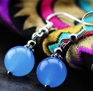 11 23 голубой нефритовый халцедон серебряные висячие серьги|dangle earrings|earrings danglesilver