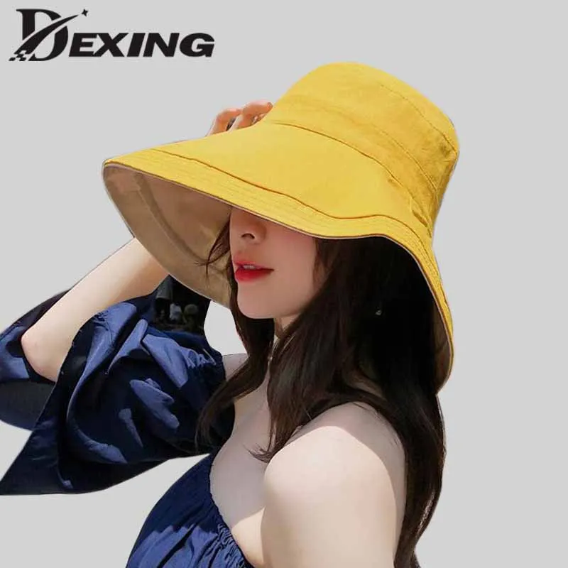 Шляпа от солнца для женщин летняя складная шляпа из хлопка и льна с двумя