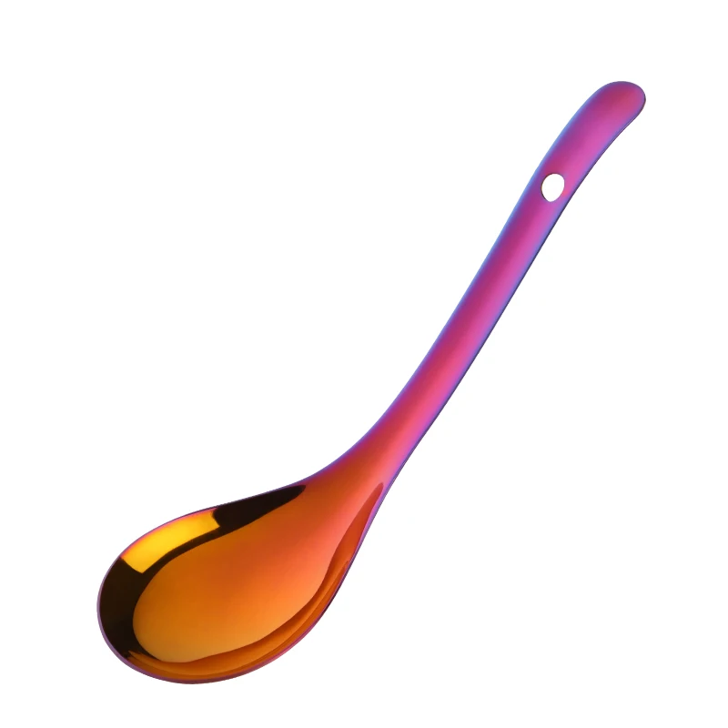 NO.3 Rice Scoop 1 шт., сервировочная ложка для риса, 18/8 нержавеющая сталь, длинная ручка, суповая каша, рисовая ложка, Золотая посуда, ложка, столовая посуда, кухонные инструменты - Цвет: NO.3 Rice Scoop