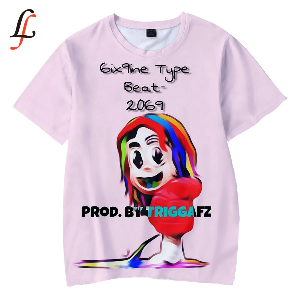 Детская 3D футболка в стиле Харадзюку 6ix9ine мягкая с круглым воротником и