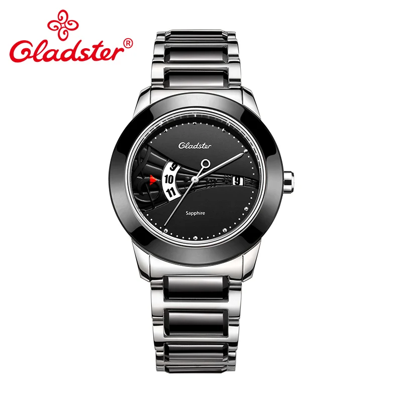 Женские наручные часы Gladster японские Miyota из нержавеющей стали с керамическим