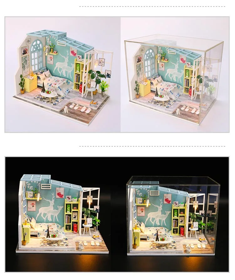 Рождество Дети Diy Кукольный дом собирать деревянные Miniaturas кукольный дом мебель миниатюрный кукольный домик головоломка обучающая игрушка