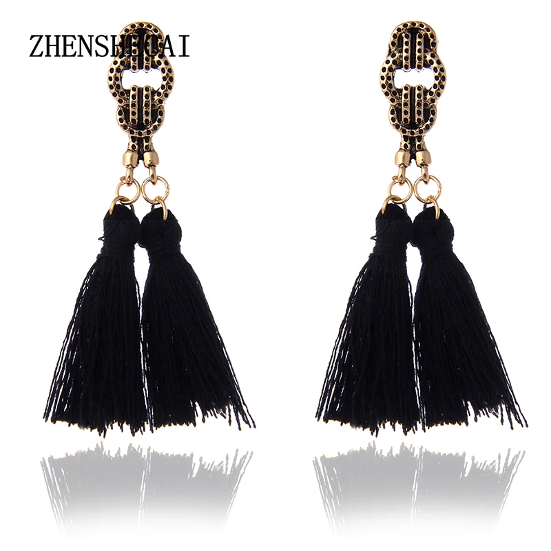 Новые богемные длинные серьги с кисточками модные женские брендовые массивные