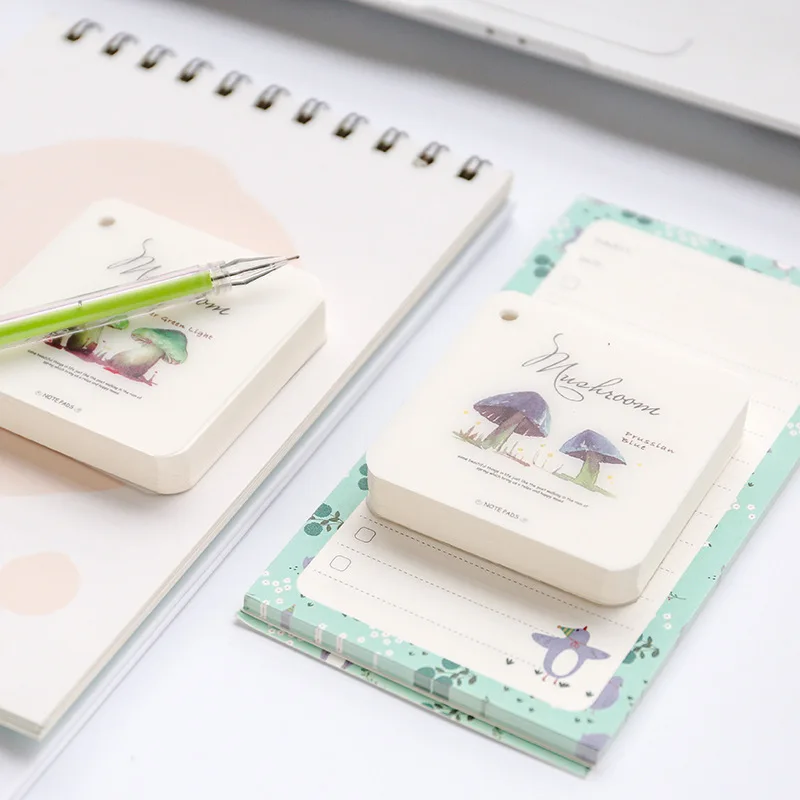 8 Colors Kawaii Mushroom Note Pad Cute PP Cover Memo Notes with Key Chain Blank Page DIY Portable Notepad School Supplies | Канцтовары