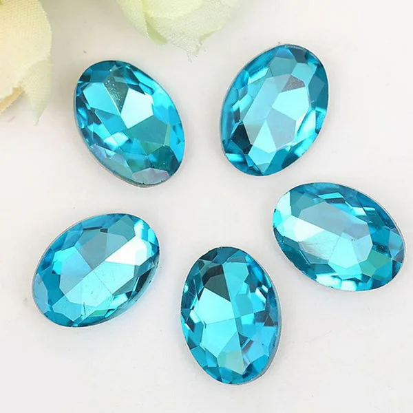 Turquoise 50 шт., 6x8 мм, стразы для клея из хрустального стекла, белый, черный, красный, желтый, синий, зеленый, фиолетовый цвет, стразы для самостоятельной сборки - Цвет: Turquoise