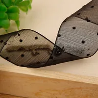 10 ярдов бархат точка снег пряжа с аксессуарами для волос diy Материал Упаковка соломенная шляпа одежда Подарочная коробка Цвет Край печатная лента - Цвет: Черный