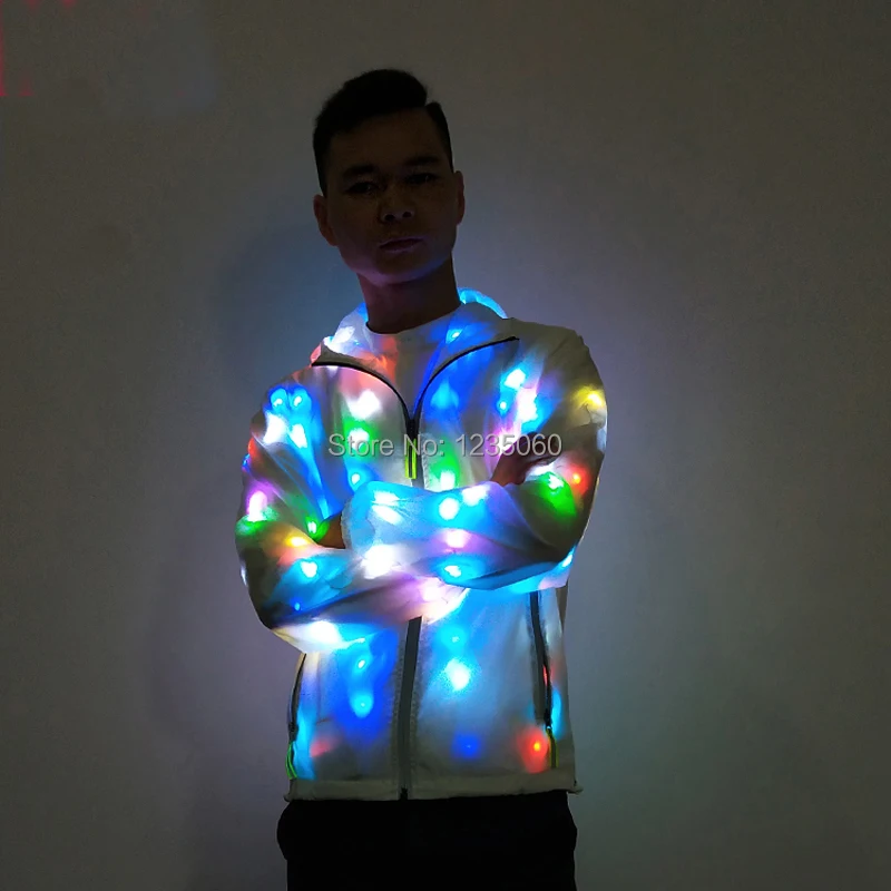 СВЕТОДИОДНЫЙ световой пару костюм унисекс светодиодный куртка на Рождество