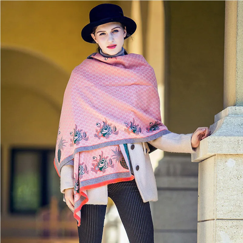 FS ананас цветочный кашемир одеяло шарф Сетка жаккард Теплые женские зимние