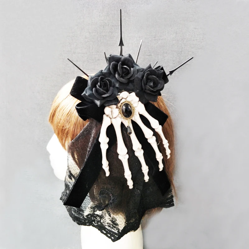 

New Trendy Steampunk Women Skeleton Hand Bone Claw Punk Hair Clip Rose Gothic Hair Accessories