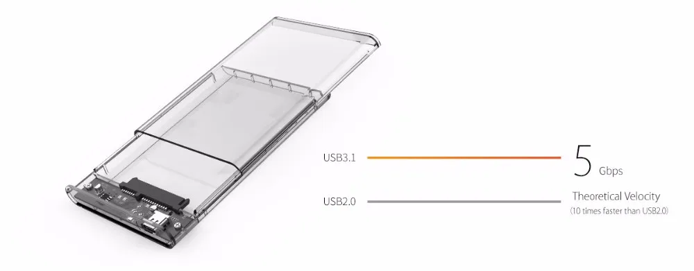 ORICO 2139C3 Тип C корпус жесткого диска UASP 2,5 дюймов прозрачный USB3.1 жесткий диск поддержка UASP протокол