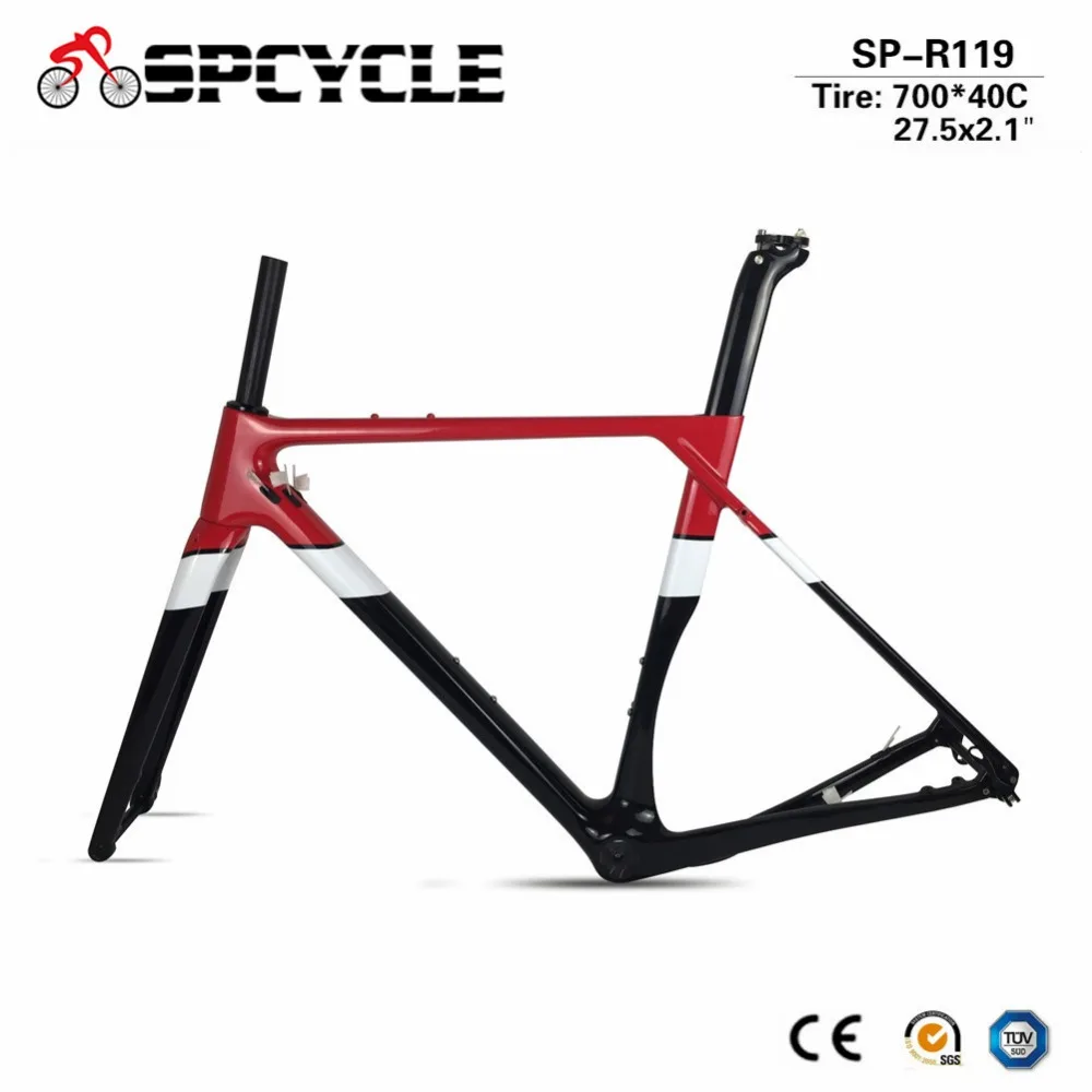 Новинка 700* 40C карбоновая гравийная рама Aero Cyclocross велосипедные карбоновые рамы через ось дисковый тормоз дорожные велосипедные рамы с гарнитурой BB386
