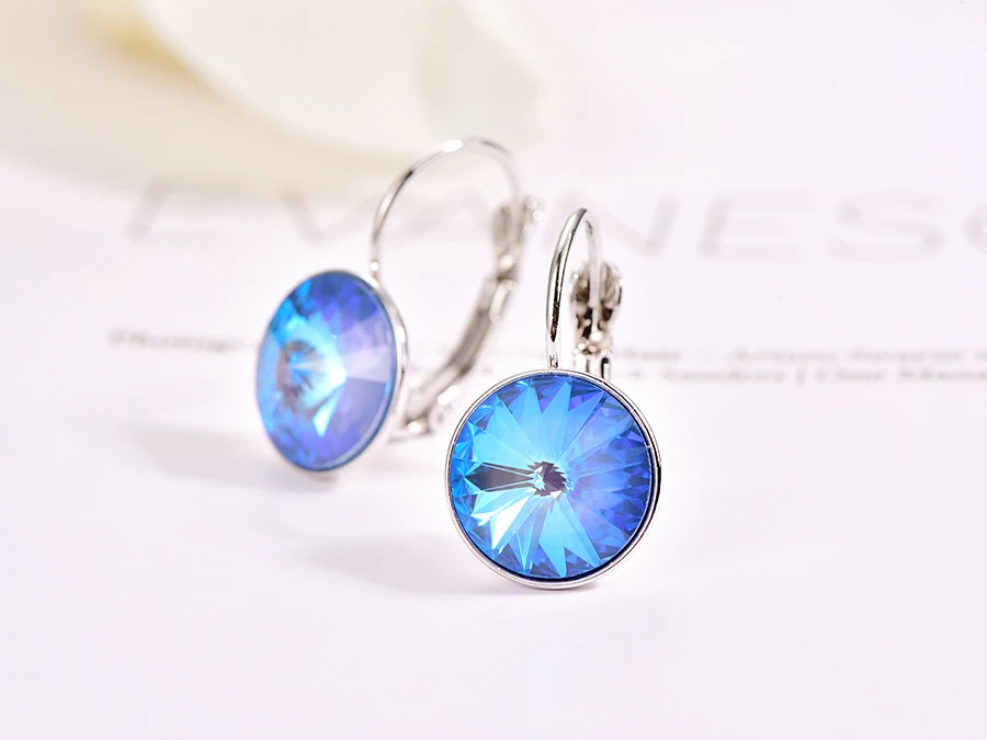 Новые модные серьги-гвоздики с кристаллами Swarovski, круглые женские серьги Bella, элегантные вечерние серьги, свадебные украшения, подарок для мамы