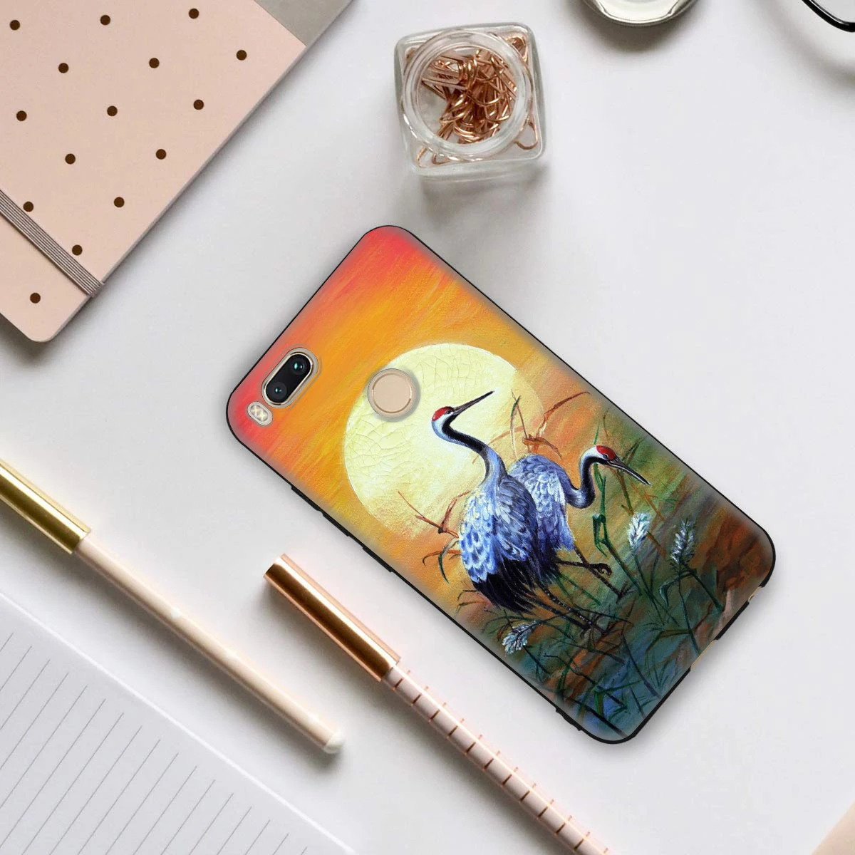 Цветной чехол с японским журавлем для Xiaomi MI Redmi Poco X2 K30 Note 8T 10 6 8 9 9se A1 A2 A3 MAX 3 Lite Pro Plus