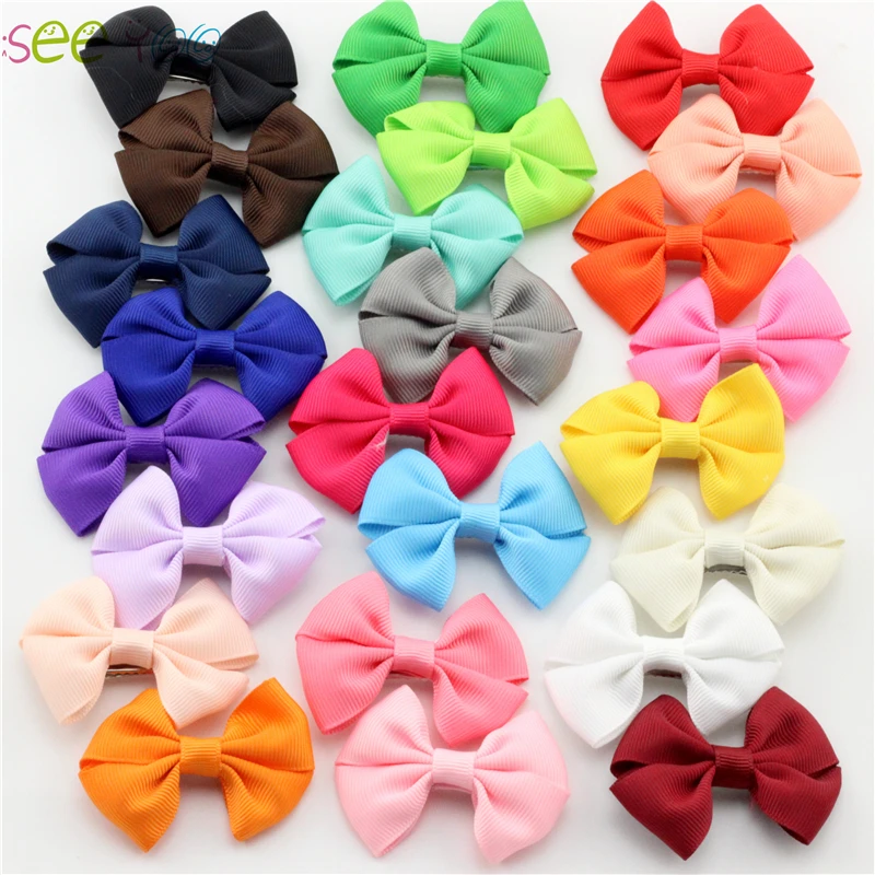 

2.5"Ribbon bows with clip Boutique Grosgrain hair clips Baby Girl Cute Hairpins hair accessories For children hairbows 24pcs/lot