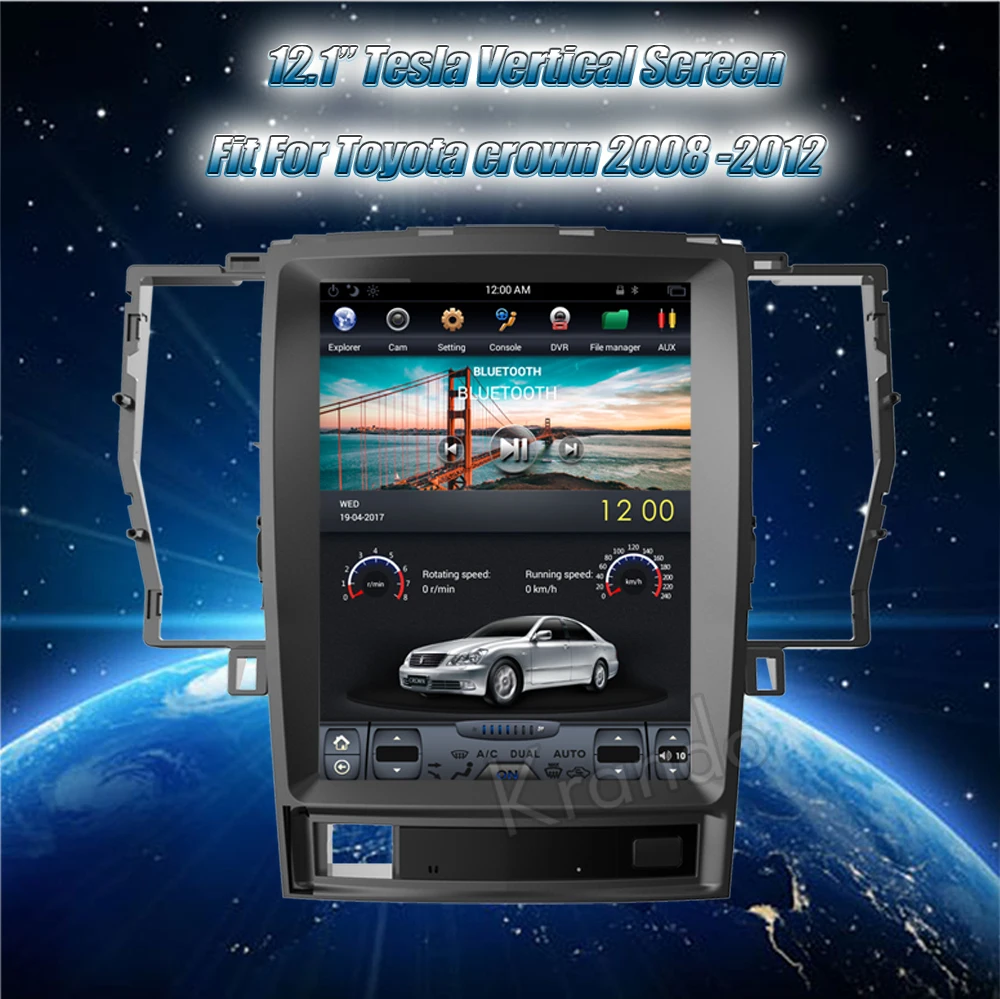 Krando Android 8,1 12," Tesla стиль вертикальный экран автомобиля радио для Toyota Crown 2008-2012 gps навигация Мультимедийная система плеер