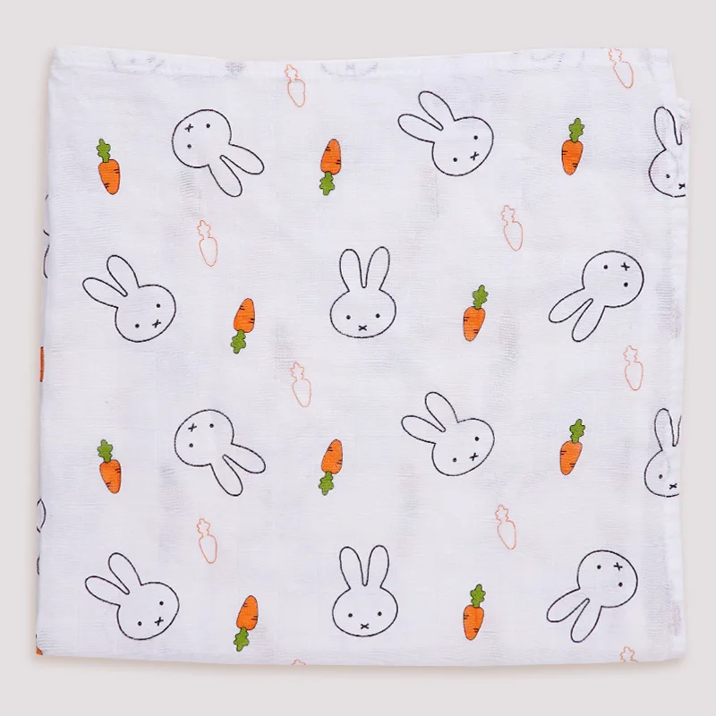 Rabbit and carrot 60*60 бамбуковый хлопковый детский нагрудник, одеяло, мягкий мультяшный животный принт, для новорожденных, шарф, носовой платок, многофункциональная оберточная одежда, одежда - Цвет: Rabbit and carrot