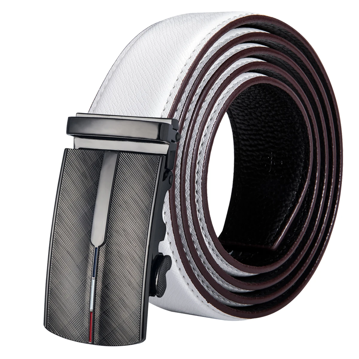 WA-0031 Hi-Tie, белые мужские ремни s для джинсов, автоматическая пряжка, ремень из натуральной воловьей кожи, мужские модные дизайнерские белые кожаные ремни - Цвет: WA-0031