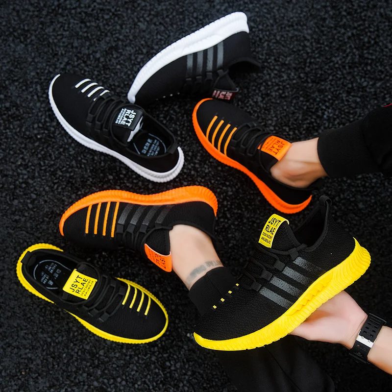 KLYWOO Sneakers for Men Casual Shoes Flyknit Mesh Breathable Mens Lace up Trainers zapatillas hombre | Обувь