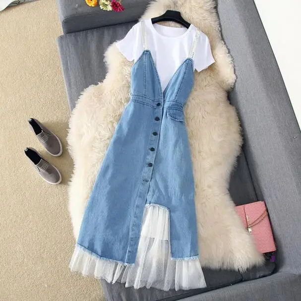 2019 летнее платье костюм джинсовая сетка обтягивающее пэчворк офисные женские